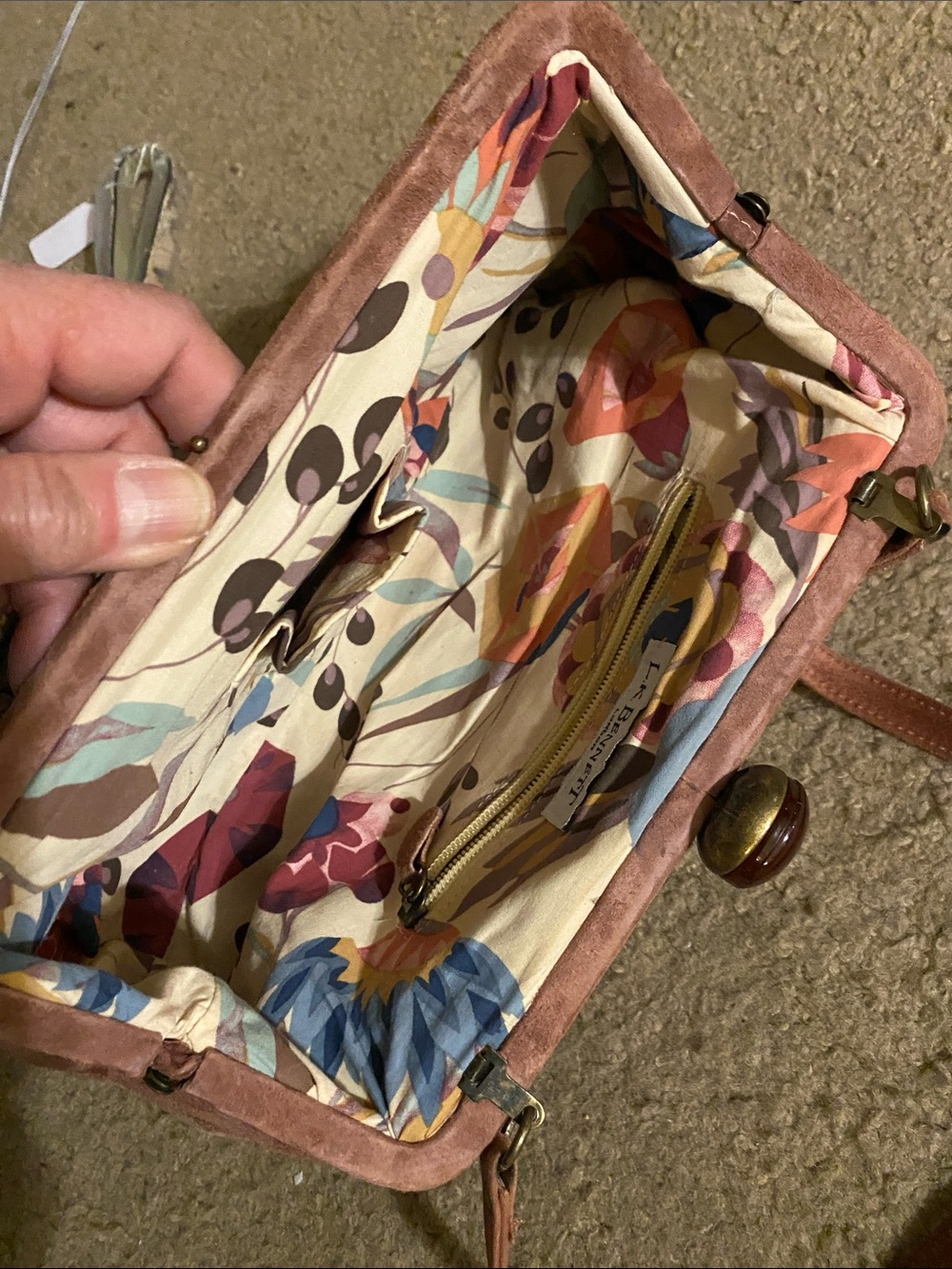LK Bennett Rose Suede Pleated Shoulder Bag - Picture 6 of 6